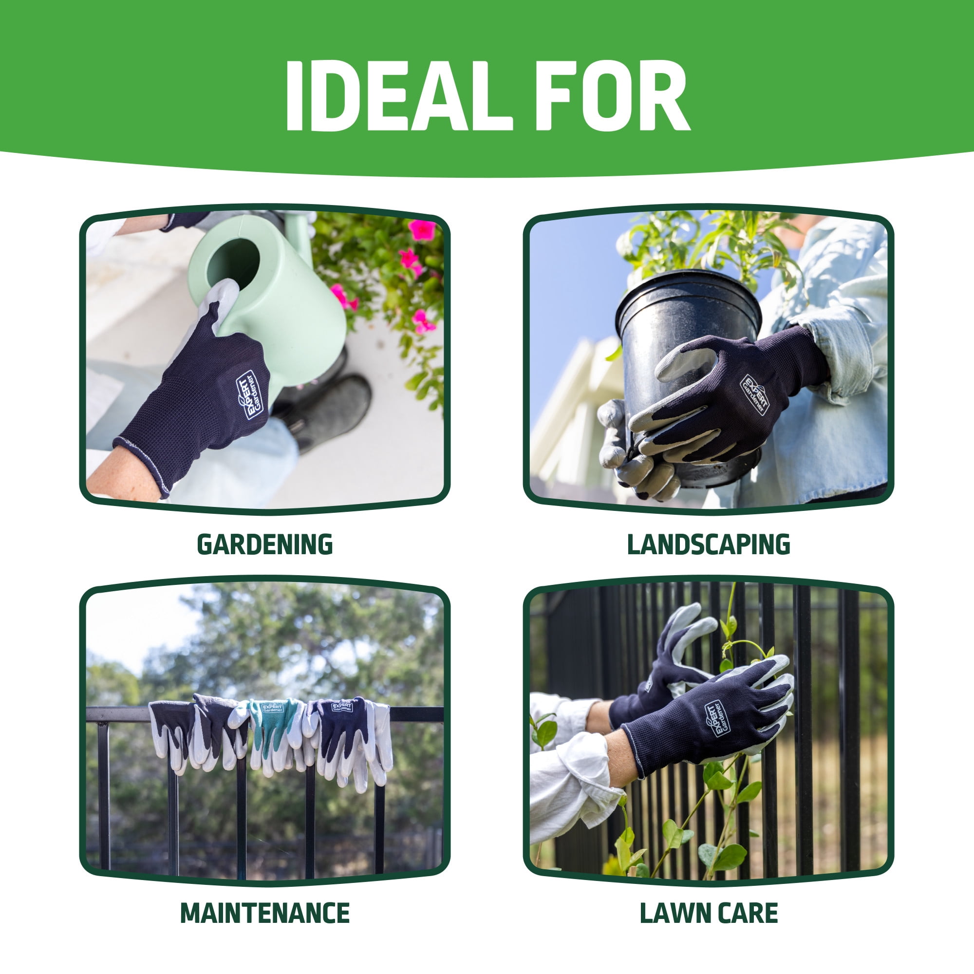 Expert Gardener Smooth Nitrile Gardening Gloves, Size M