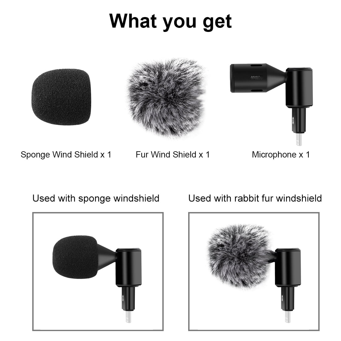 PULUZ 8PIN Jack Mobile Phone Omnidirectional Condenser Adjustable Microphone(Black)