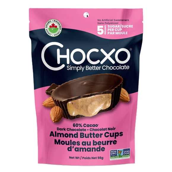 Chocxo moules au beurre d'amande et au chocolat noir biologique, 60% cocao