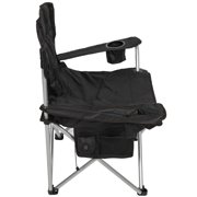 Camp & Go Heavy-Duty Heated Quad Outdoor Camping Chair, Folding Heated Chair with 18 USB Cable, Storage Compartment, and Cup Holder, Black