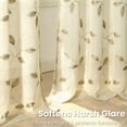 thumbnail image 4 of VOGOL Farmhouse Sheer Curtains, Tan with Brown Leaf Embroidery, Rod Pocket Light Filtering Drapes for Cozy Room, 52x84 Inches, 4 of 7