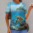 thumbnail image 6 of Nautical Green Sea Turtles T Shirts Basic T-Shirt Short Sleeve Ladies Tee Shirt Summer Graphic Clothing, 6 of 6