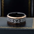 thumbnail image 4 of Jewelry Avalanche Men's Celtic Claddagh Wedding Band - 8mm Black Tungsten Ring with Rose Gold Stepped Edges size 8.5, 4 of 5