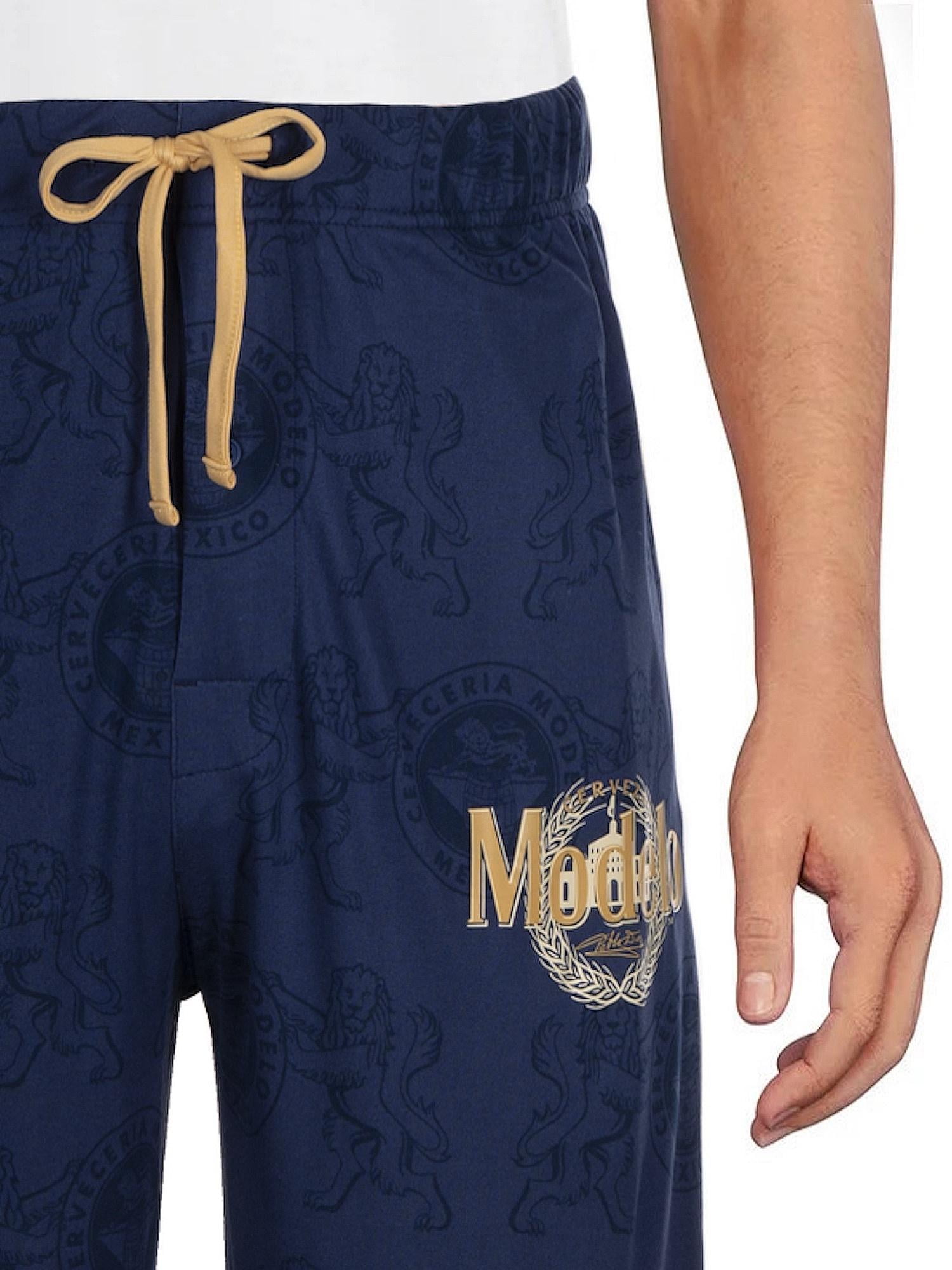 Men's Modelo Graphic Sleep Pants, Poly Spandex Beer Pajama Bottoms, Up to 2XL