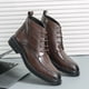 thumbnail image 2 of Botas clásicas de cuero de diseñador para hombre, botas Oxford de cuero cortas hasta el tobillo de lujo con punta estrecha, zapatos de vestir de negocios a la moda, 2 of 4