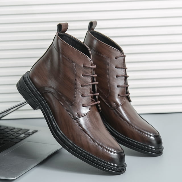 Botas clásicas de cuero de diseñador para hombre, botas Oxford de cuero cortas hasta el tobillo de lujo con punta estrecha, zapatos de vestir de negocios a la moda