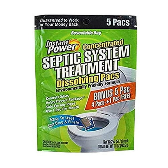 Instant Power Septic System Treatment Dissolving Pacs, 5 Pacs - 1853