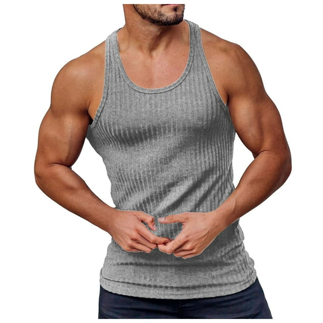 Ramiter Different Touch Men's Tank Tops Muscle Rib Shirts Mens Tank Tops Loose Fit Grey,3XL