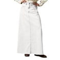 thumbnail image 2 of Women Trendy Denim Maxi Skirt High Waist A-Line Frayed Hem Loose Long Jean Skirt White M, 2 of 7