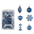 thumbnail image 1 of JeashCHAT - Juego de 16 adornos colgantes navideños con forma de bola, copo de nieve, caramelo, corazón y nuez para decorar el árbol de Navidad (azul), 1 of 4