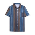 thumbnail image 5 of INSPIRE CHIC Men's Summer Hawaiian Short Sleeves Button Down Striped Shirts S Navy Blue, 5 of 6