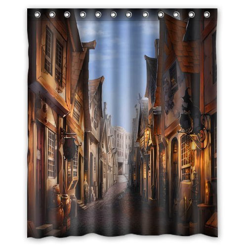 AMNYSF Four College Badge Fantastic Decor Shower Curtain Harry Potter Hogwarts Magic School Logo,70x70 inches Waterproof Polyester Fabric Bathroom Accessories Curtains 12pcs Hooks