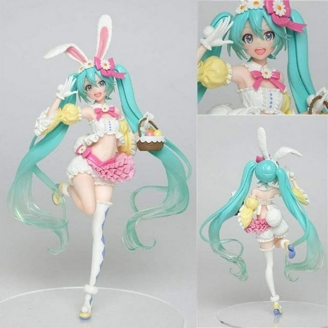 Future Hatsune Miku Four Seasons Series Spring Clothes Rabbit Ears Hatsune Miku Hand Model Desktop Ornament Children's Anime Character Toys 9.06 inch