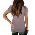 thumbnail image 4 of HAPIMO Women's Trendy Loose Tops Eyelet Dressy Tunic Clearance for Teen Girls Solid Color Ruched Summer Petal Sleeve Elegant Casual Relaxed Blouses Keyhole Neck Pullover Pink M, 4 of 8