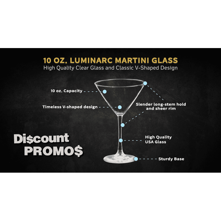 DISCOUNT PROMOS Classic Martini Glasses 9.25 oz. Set of 10, Bulk Pack -  Great for Cocktails, Wedding…See more DISCOUNT PROMOS Classic Martini  Glasses