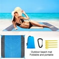 thumbnail image 4 of PureCasa Polyester Picnic Outdoor Blankets, Portable Foldable Nylon Picnic Mats for Beach Camping Hiking, with 1 x Carry Pouch, 4 x Ground Nails and 1 x Carabiner, 1PC, 79"x79", Blue, Square, 4 of 9