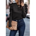 thumbnail image 5 of Women's Black Buttoned Puff Long Sleeve Sheath Top, 5 of 5
