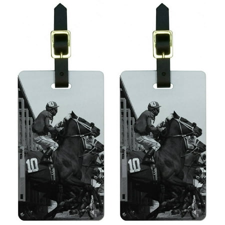 Horse Racing Race Track Betting Running Vintage Luggage Tags ID, Set of