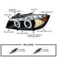 thumbnail image 4 of Spec-D Tuning R8 Style LED Signal Eyelid Black Projector Headlights Compatible with 2006-2008 BMW E90 3-Series 4Dr With Stock Halogen Headlight, Left + Right Pair Headlamps Assembly, 4 of 6