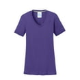 thumbnail image 5 of Port & Company Ladies Performance Blend V Neck Tee-L (Purple), 5 of 6