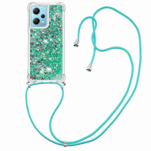 Funda FOXDOCK para Xiaomi Redmi Note 12 4G con Cuerda Ajustable, Brillo Líquido, Protección Antigolpes y Lente – Ideal para Regalo