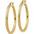 thumbnail image 3 of 14K Yellow Gold Diamond-Cut 3mm Round Hoop Earrings (40 X 3) Made In Peru tc269, 3 of 6