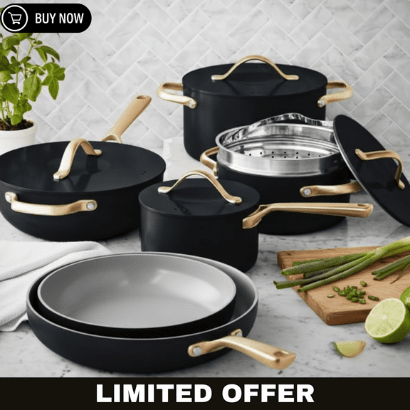 11-Piece Modern Cookware - Black