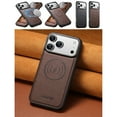 thumbnail image 3 of Allytechgroup PU Leather Case for Apple iPhone 14 Pro, Compatible with Magsafe Anti-Fingerprint Shockproof Drop Protection Non-Slip Retro Stylish Phone Case for Women Men, Brown, 3 of 5