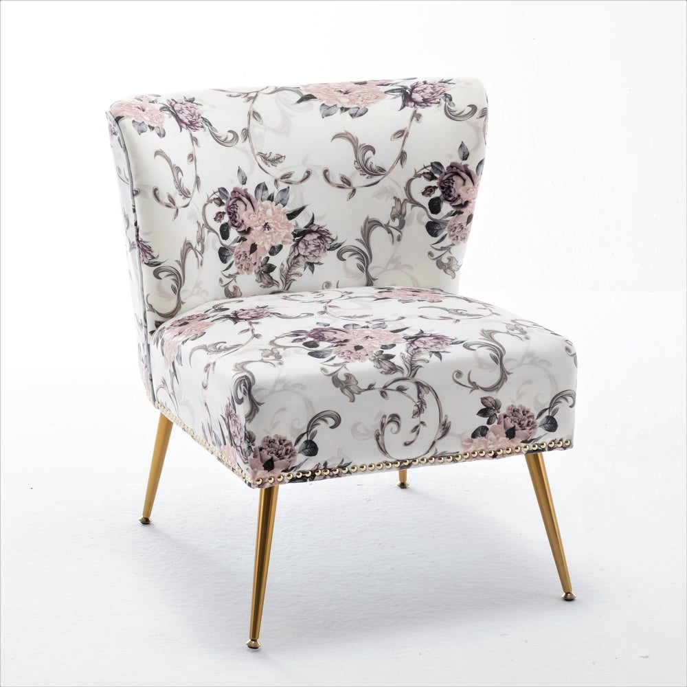Uspridefurniture Friant 25"W Ivory Microfiber Upholstered Slipper Chair