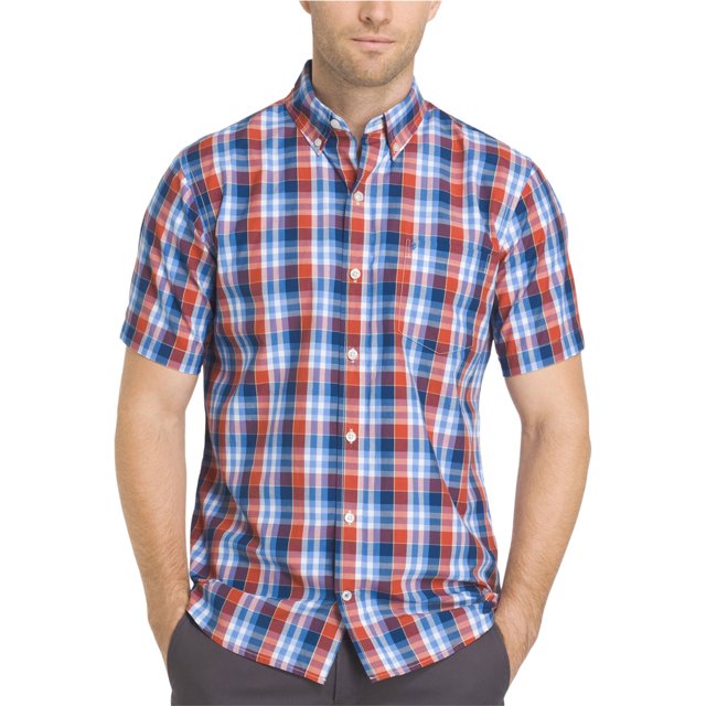 IZOD Breezy Button Up Shirt para hombre, rojo, mediano IZOD Botones al frente