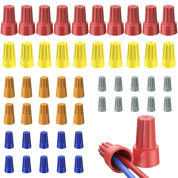 50 Pcs Wire Nuts Wire Caps Electrical Wire Connectors with Spring Small Wire Nuts Assortment Kit for 10-22 AWG Gauge Wire Electric Connectors for Wiring Colorful Twist Nuts for Quick Connection
