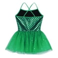 thumbnail image 4 of iEFiEL Girls Spaghetti Straps Sequins Ballet Tutu Dress Camisole Gymnastics Leotard Tutu Skirt Green 5, 4 of 6