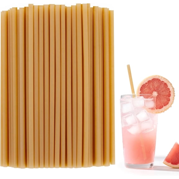 Sugarcane Straws - 100PCS Disposable Biodegradable Compostable Long Sugar Cane Drinking for Coffee, Juice, Milk, Smoothie, Cocktail, Party