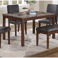 thumbnail image 2 of Dining Table 5pc Dining Set Espresso Finish Faux Leather 3x Chairs Bench Tufted Seat Faux Marble Top Dining Room, 2 of 6
