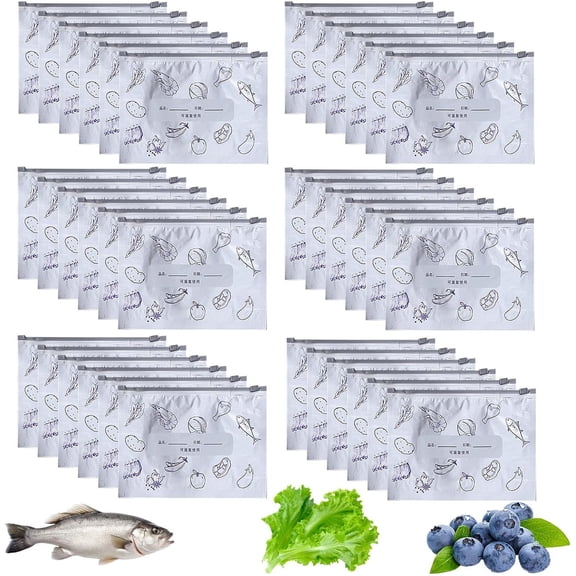 30 Reusable Aluminum Foil Sealable Storage Bags with Leakproof Slider, Eco-Friendly Material for Sandwich, Snack, Fruit, and Meal Prep Containers