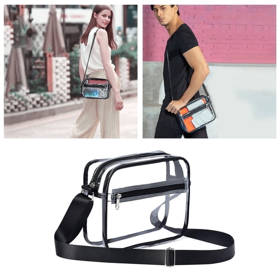 Stadium Approved Clear Crossbody Bag Shoulder Purse with Adjustable Strap for Concerts - Versatile Cosmetic Bag for Events