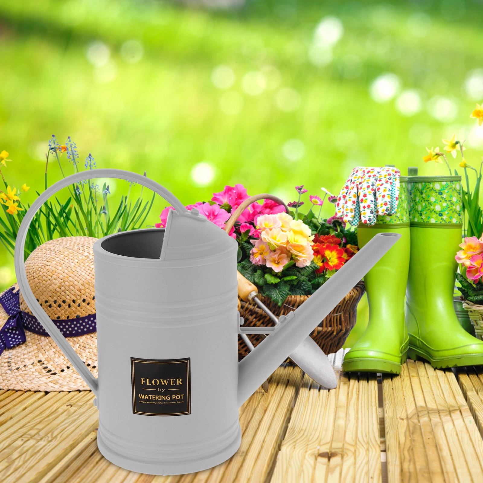 TABLZONE Large White Plastic Watering Can for Indoor Plants, Precise Watering Tool with High Capacity for Gardening