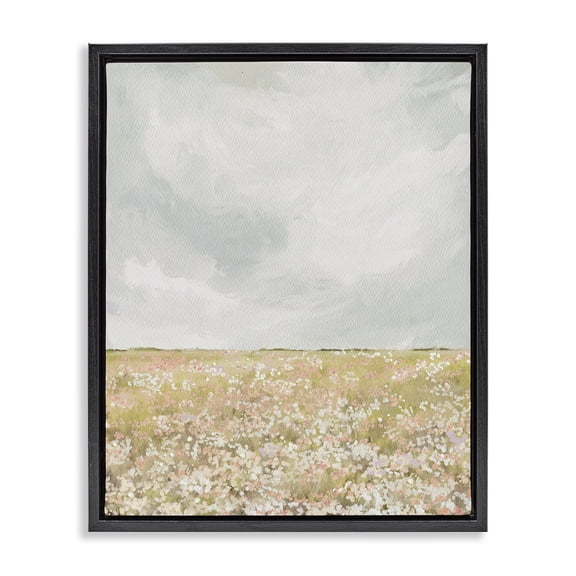 Stupell Industries Farmhouse Cloudy Abstract Meadow Black Floating Frame Canvas Art, 17 x 21, by Leah Straatsma