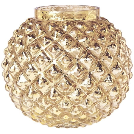 Gold Flower Vase Vintage Mercury Glass Vase (5-Inch, Hazel Bubble Design, Gold) - Decorative Flower Vase - For Home Decor, Party Decorations, and Wedding Centerpieces ()