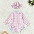 thumbnail image 2 of Girl Swimsuit Toddler Baby Girl Long Sleeve One Piece Swimsuit with Hat Quick Dry Sun Protection Bathing Suit Kids Swimsuits Pink 0 Months-3 Months, 2 of 3
