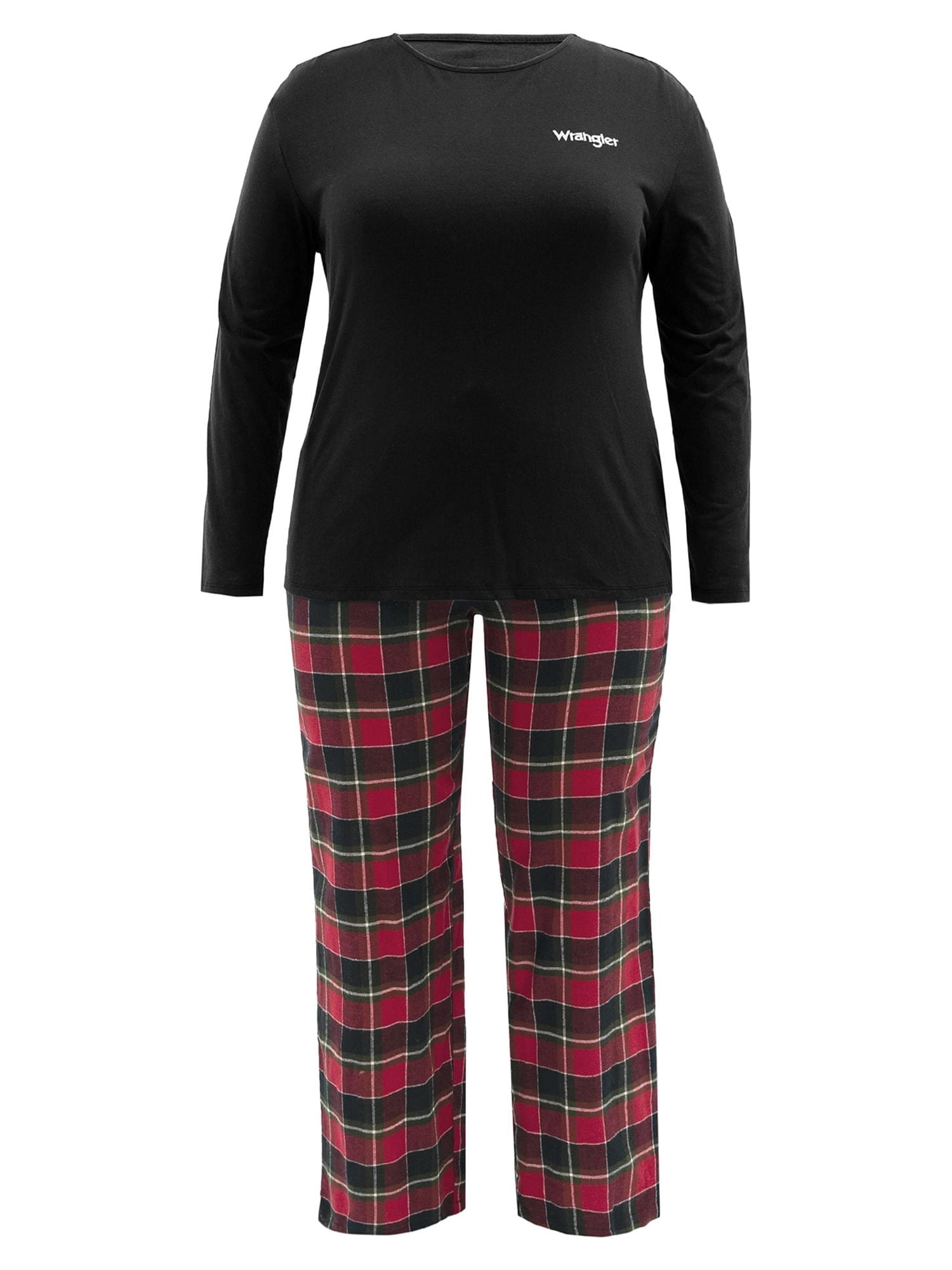 Wrangler Women's & Women's Plus Long Sleeve Top and Flannel Pajama Bottom, 2-Piece Set