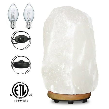Himalayan Glow Rare Large Natural White Salt lamp with 2 Free Bulbs, 5-7