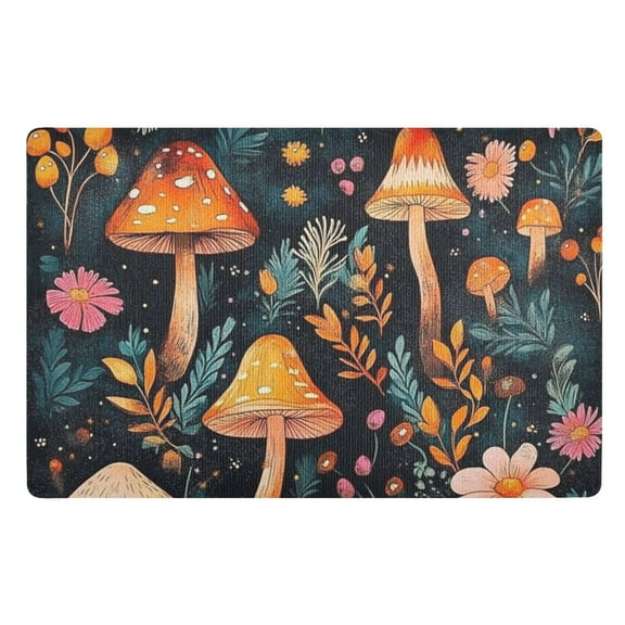 Orange Mushroom Floor Door Mat Outdoor Indoor for Home Entrance Welcome Mats 32"x20"