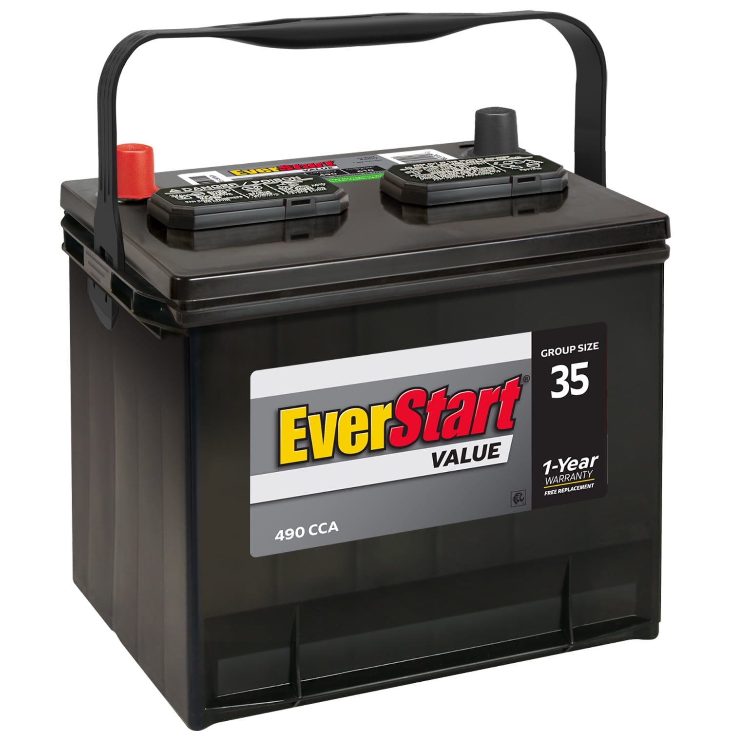 EverStart Value Automotive Battery, Group Size 35, 12 V, 490 CCA, 80 Min Reserve Capacity