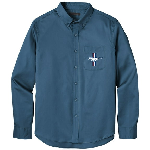 Men's FORD MUSTANG LEGEND LIVES GT CREST Twill Shirt with Pocket, Small Regatta Blue