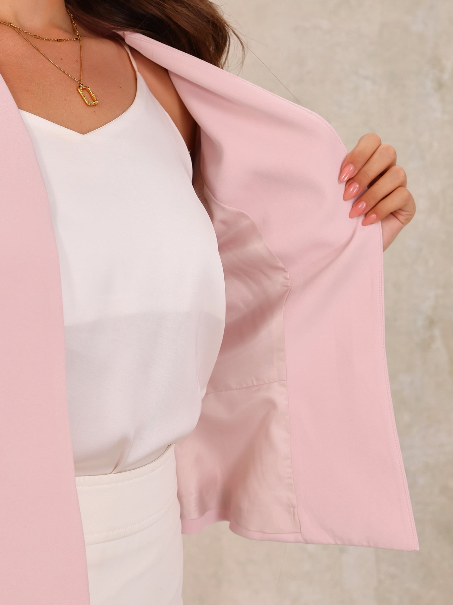 DARING DIVA Women's Open Front 3/4 Sleeve Peplum Business Blazer XS Pink