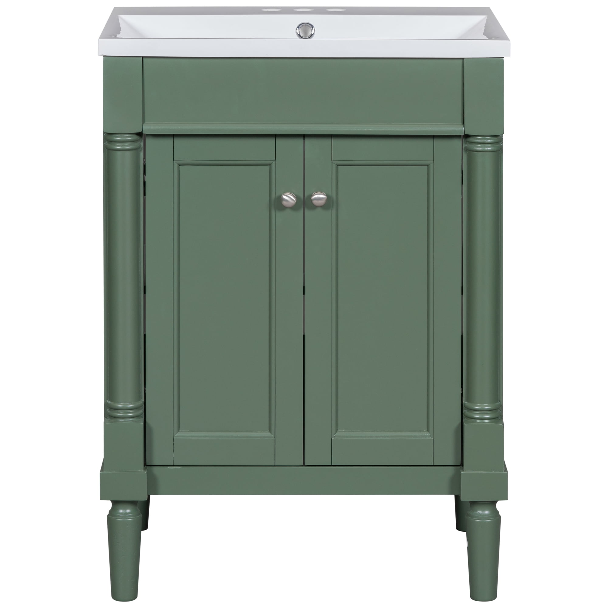 Rugerasy 24" Bathroom Vanity With Sink Modern 2-Tier Bathroom Storage locker With Double Door Single Sink Bathroom Vanity For Home Hotel