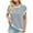Blue, variant on Uaswgudfs Women's Knitting Striped Short Sleeve T Shirts Crew Neck Casual Fashion Tee Tank Tops
