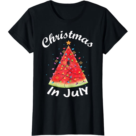 Christmas In July Summer Design Melon Christmas Tree Summer T-Shirt
