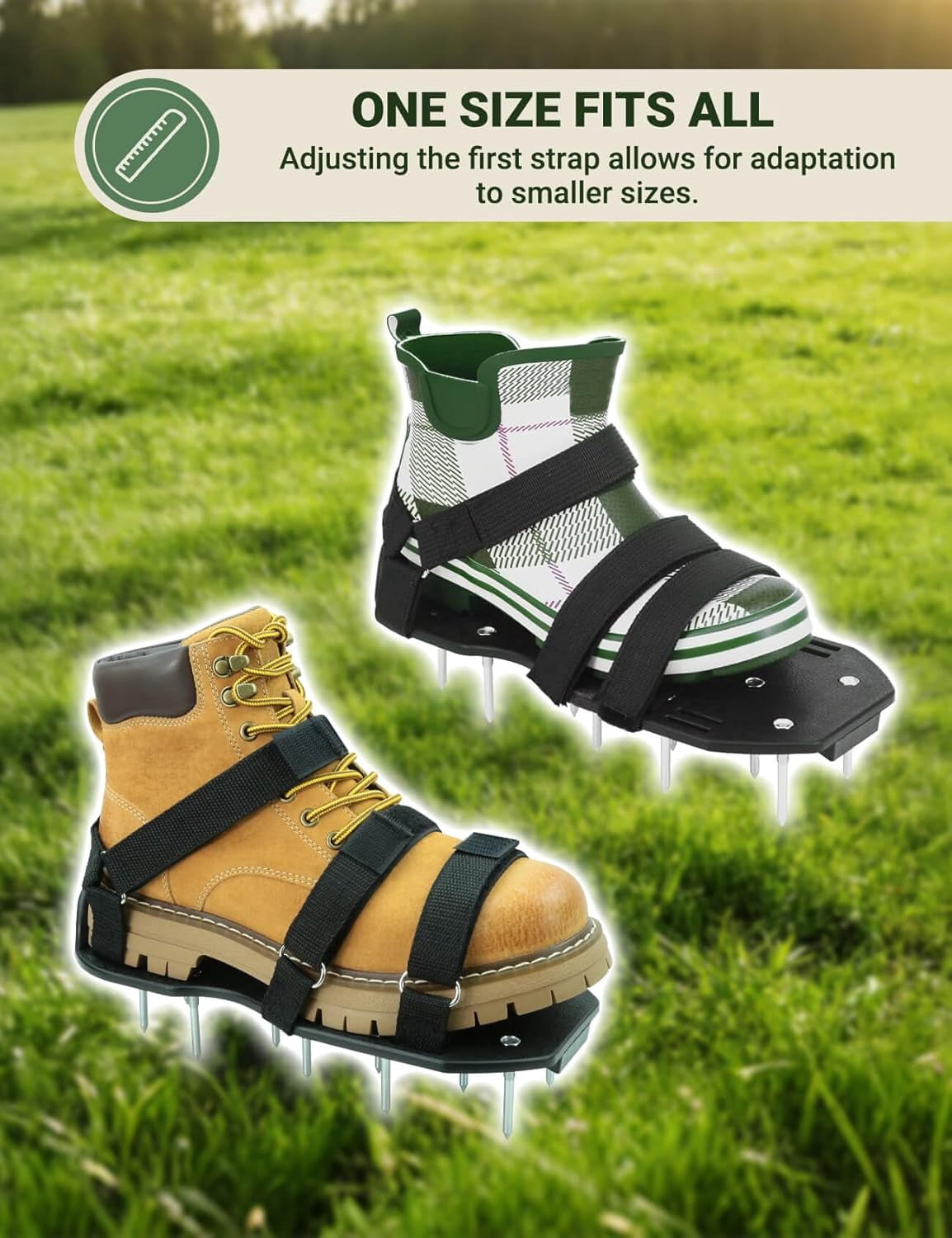 Lawn Aerator Shoes, Grass Aerator shoes with Adjustable Spike, Spiked Aerating Sandals Heavy Duty Lawn soil Aerator Tool for Yard Patio Garden Lawn